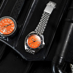 Montre bracelet de plongée Diver 200M Mecaquartz - Orange