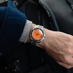 Montre bracelet de plongée Diver 200M Mecaquartz - Orange